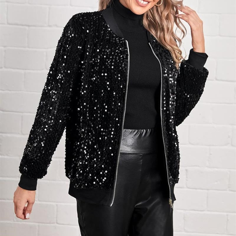Damen Glamouröse Pailletten-Bomberjacke R&B