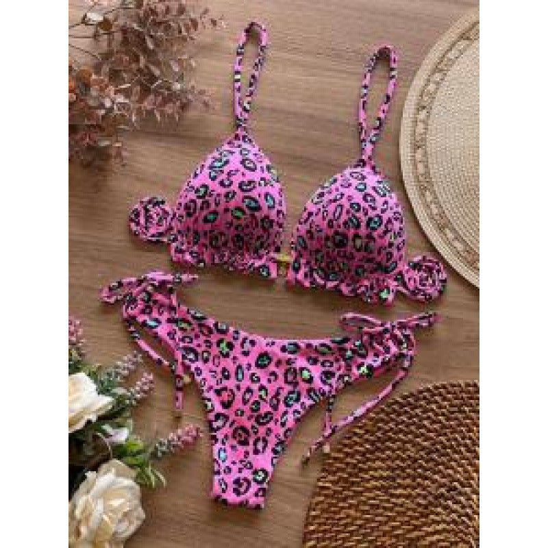 Damen Triangel-Bikini mit verspieltem Rüschenelement und verstellbaren Trägern R&B
