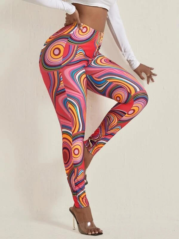 Damen Leggings mit modischem Schriftzug R&B