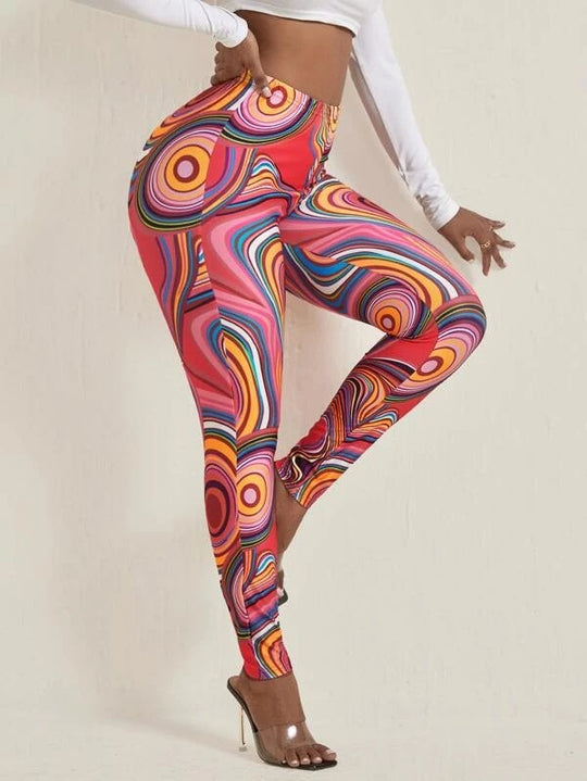 Damen Leggings mit modischem Schriftzug R&B