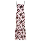 Damen Maxikleid mit floralem Design und dekorativen Spaghettiträgern R&B