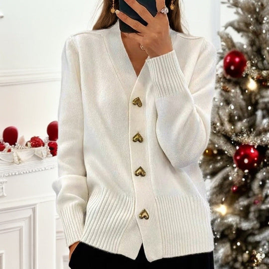 R&B | Elegante Strickjacke mit Herzknöpfen