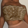 Damen Stylisches Kunstpelz-Bustier