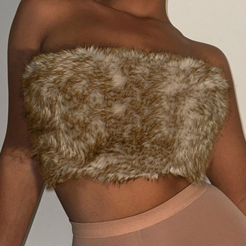 Damen Stylisches Kunstpelz-Bustier