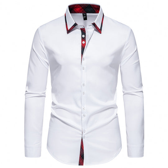 Herren Langarmhemd mit modernem Karomuster und eleganter Knopfleiste R&B