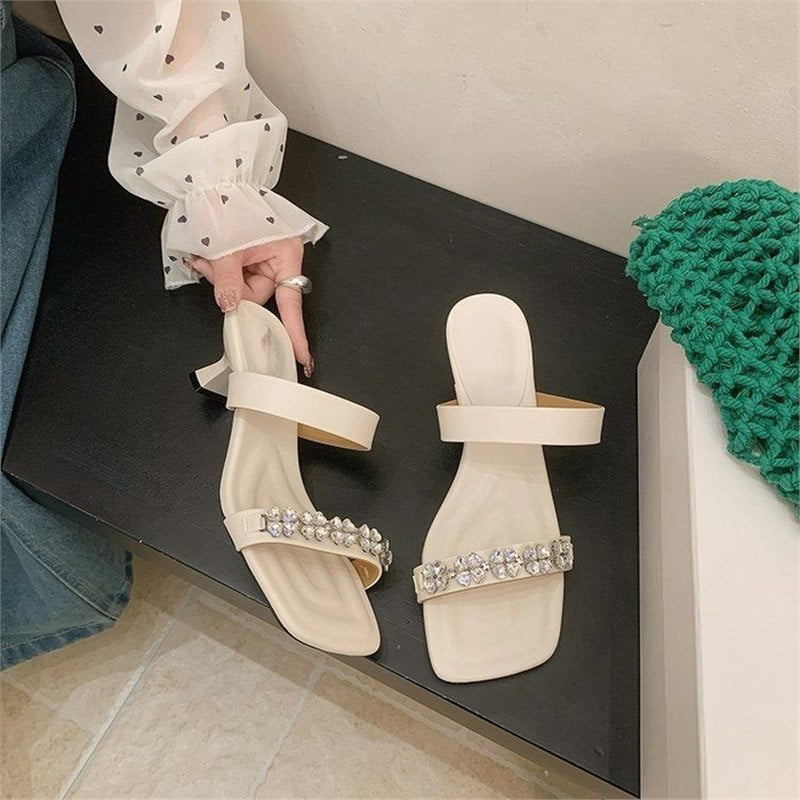 Damen elegante Slipper mit funkelnden Strassverzierungen R&B