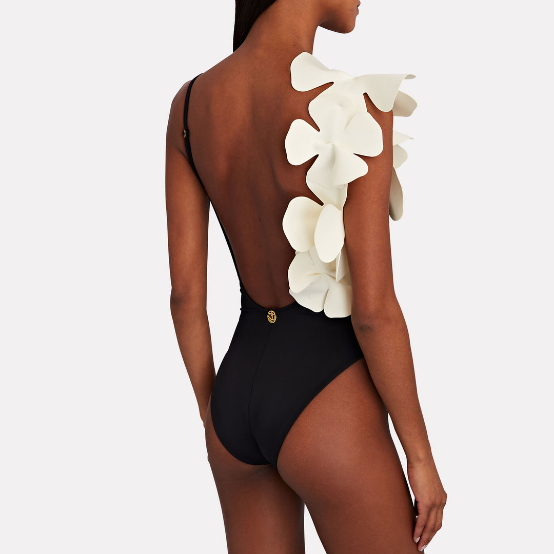 Damen Badeanzug mit kunstvollen 3D Blumenapplikationen R&B