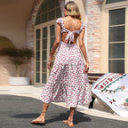 Damen Maxi-Kleid mit romantischen Volantärmeln und floralem Design R&B