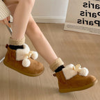 Damen Kuschelige Winterstiefel mit flauschigem Innenfutter und dekorativem Pompon R&B
