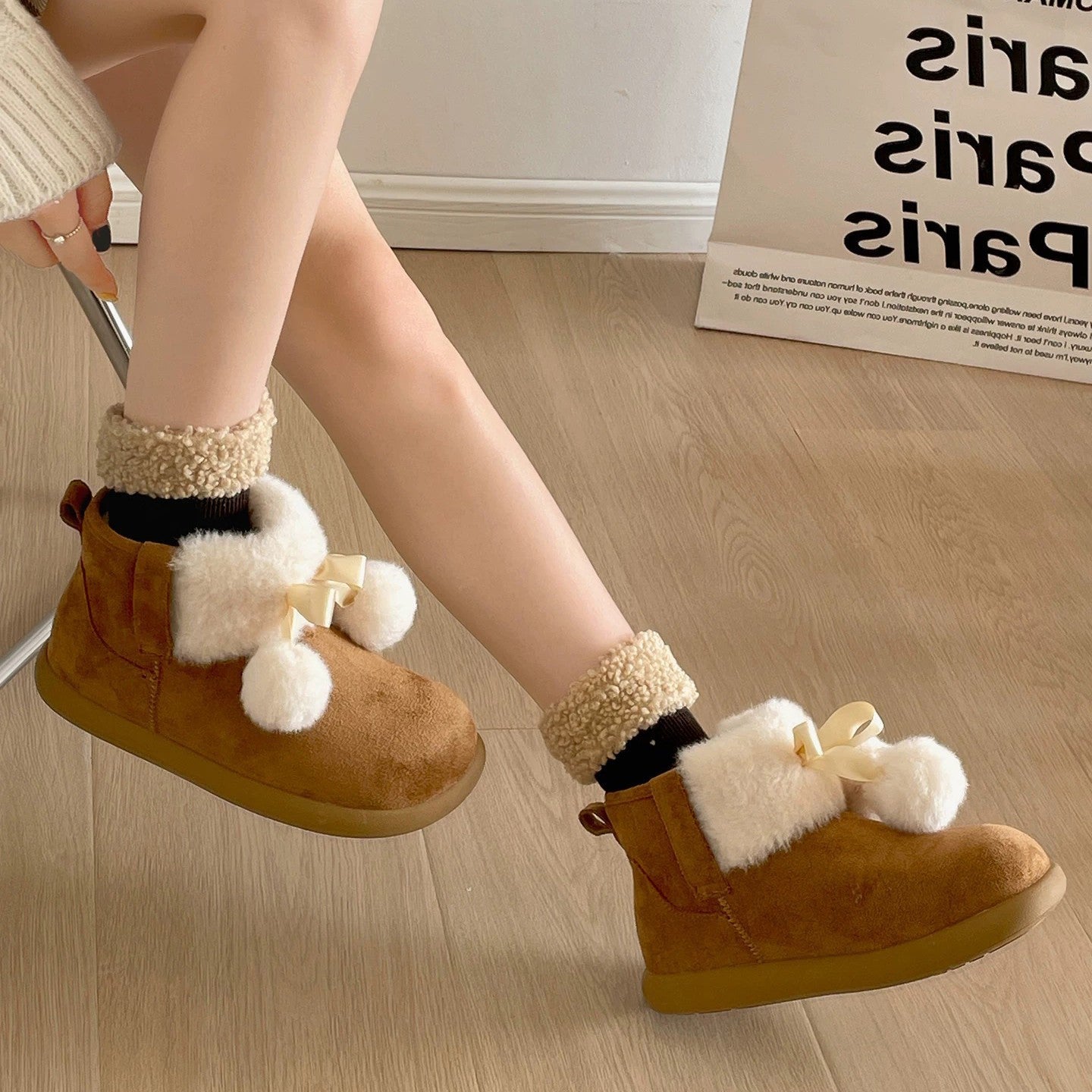 Damen Kuschelige Winterstiefel mit flauschigem Innenfutter und dekorativem Pompon R&B