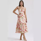 Damen Maxikleid mit floralem Print und voluminösem Rock R&B
