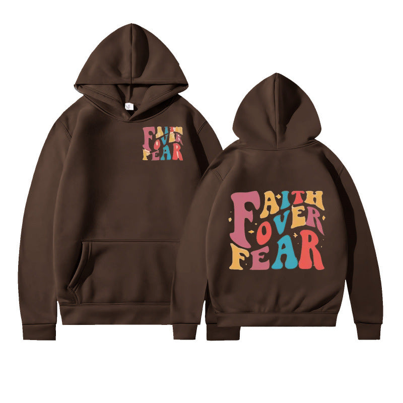 Damen Kapuzenpullover mit kreativem Schriftzug und weichem Innenfleece R&B