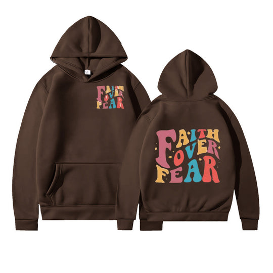 Damen Kapuzenpullover mit kreativem Schriftzug und weichem Innenfleece R&B