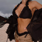 Damen Bikiniset mit Rüschendetails und Neckholder-Oberteil EB