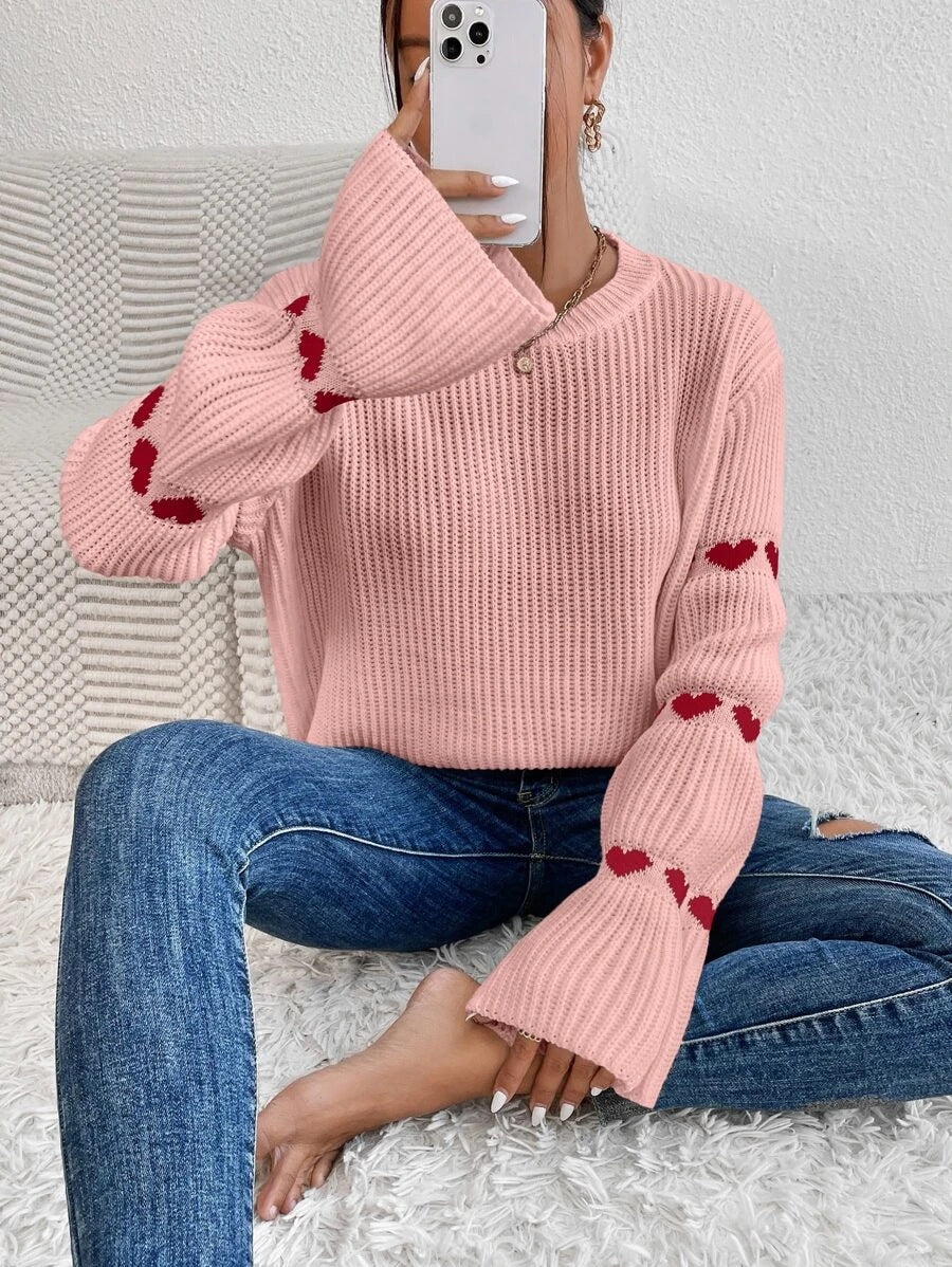 Damen Pullover mit romantischem Herzdesign R&B