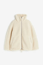 Damen kuschelige Fleece-Jacke mit hohem Kragen