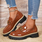 Damen Komfortable Mokassin-Schuhe mit glänzenden Akzenten und robustem Sohlenprofil R&B