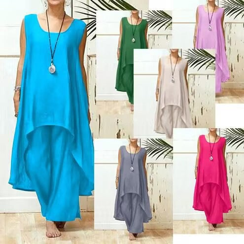 Damen Fließendes Tunika Maxi Overall R&B