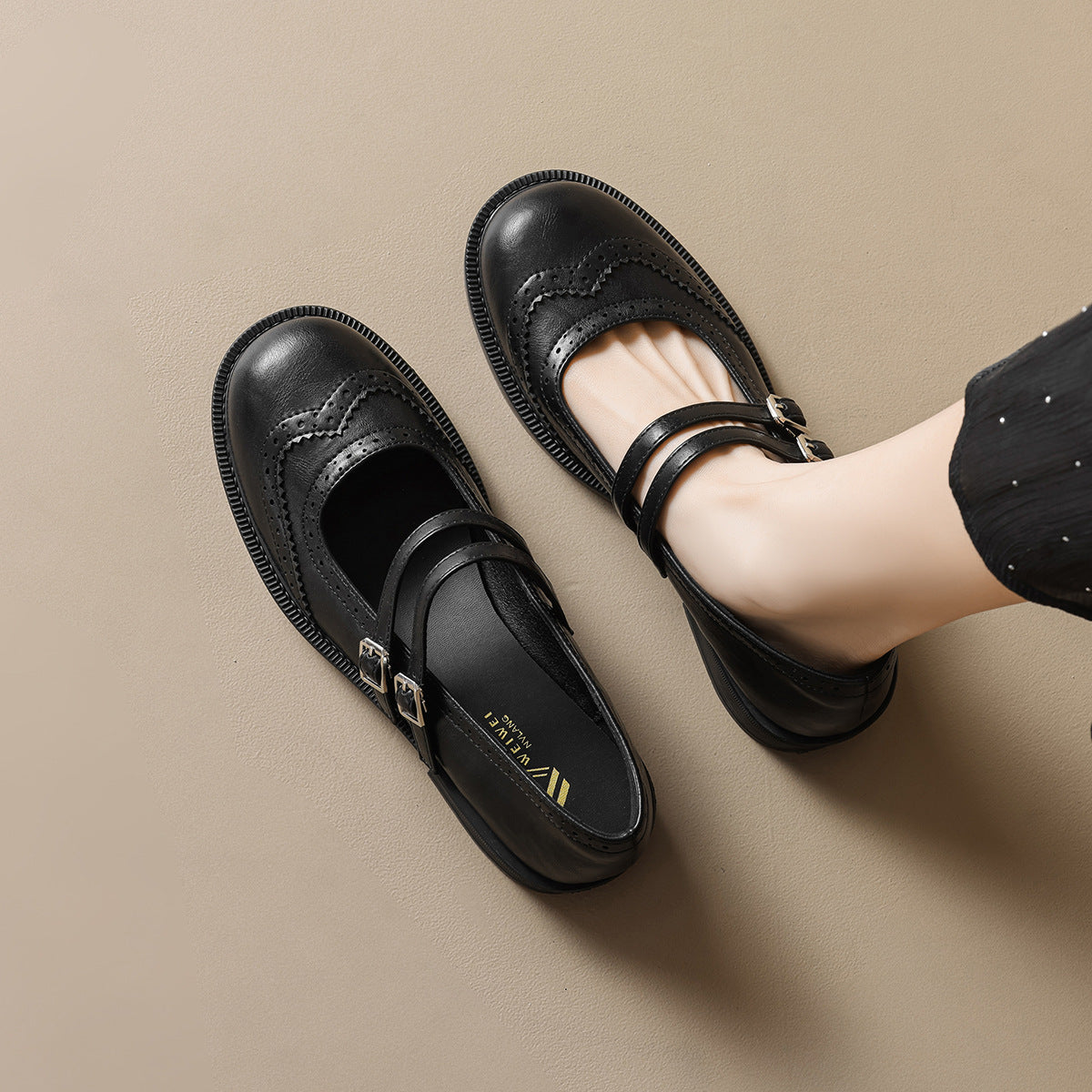 Damen elegante und stilvolle Schuhe mit doppeltem Riemen