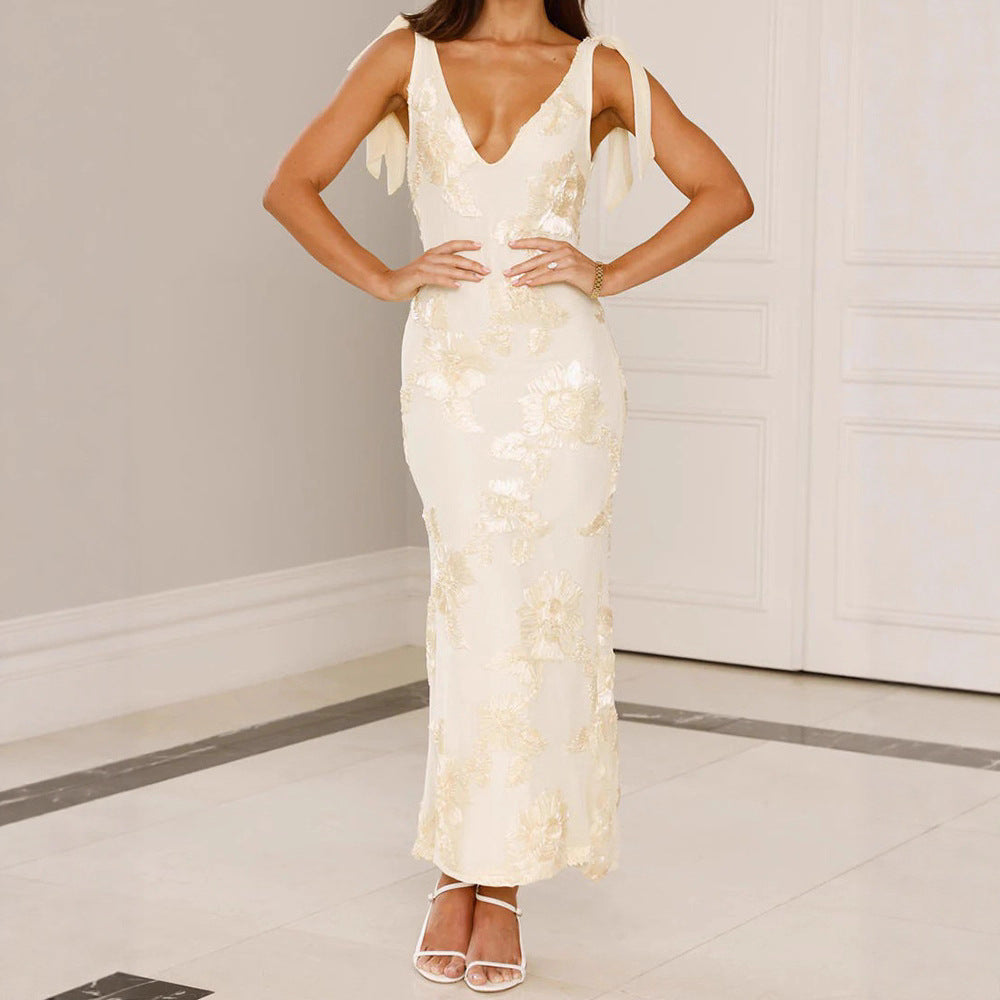 Damen Maxikleid mit floralem Spitzenmuster R&B