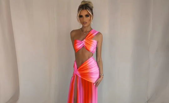 Damen Exquisites Wickelkleid mit asymmetrischem Schnitt und tiefem Schlitz R&B