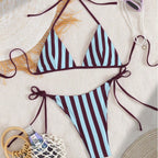Damen Triangel-Bikini mit verstellbarem BindR&Band und modischem Streifenmuster R&B