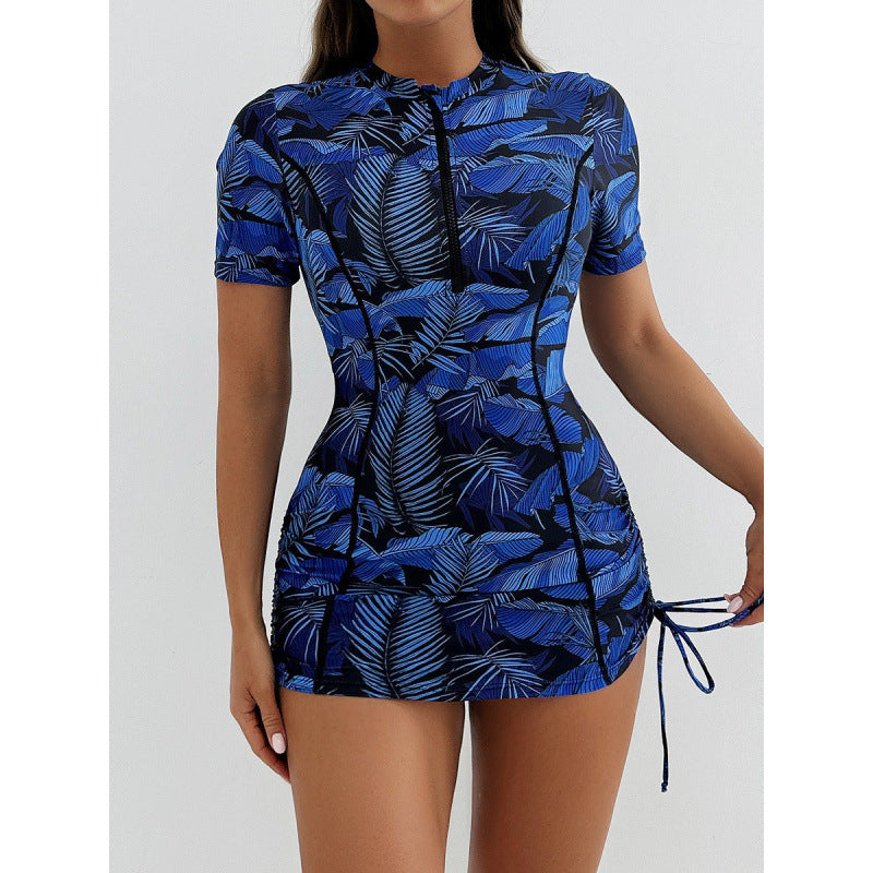 Damen Surfanzug mit stylischem Blumenmuster und kurzem Arm R&B
