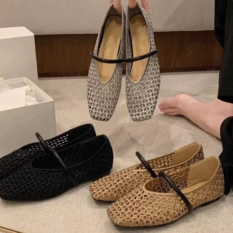 Damen Elegante und atmungsaktive Ballerinas mit modischem Netzdesign R&B