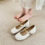 Damen elegante Blockabsatz-Ballerinas mit modischem Riemchen und stabiler Sohle R&B