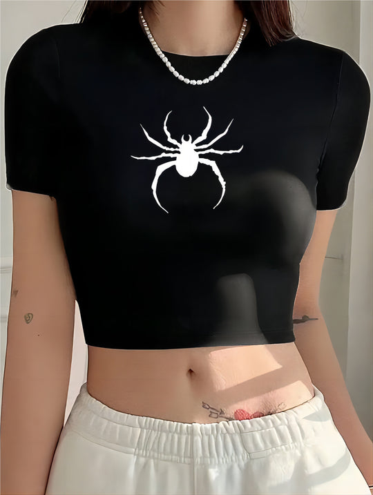 Damen Crop-T-Shirt mit modernem Grafiken-Aufdruck R&B