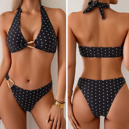 Damen Triangel-Bikini mit dekorativen Ring-Verschlüssen R&B
