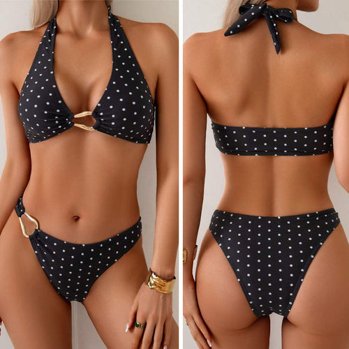 Damen Triangel-Bikini mit dekorativen Ring-Verschlüssen R&B