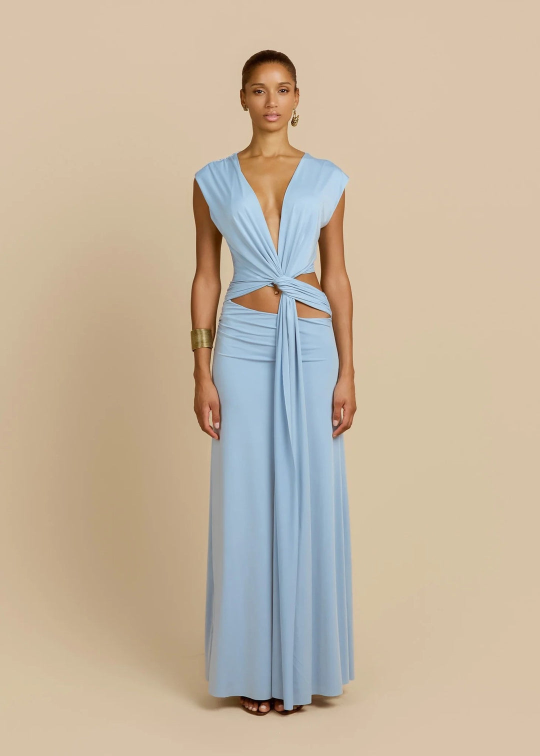 Damen Maxikleid mit raffiniertem Wickeldetail R&B