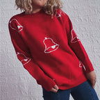 Damen Festlicher Pullover mit fröhlichem Glockenmotiv und lässigem Schnitt R&B