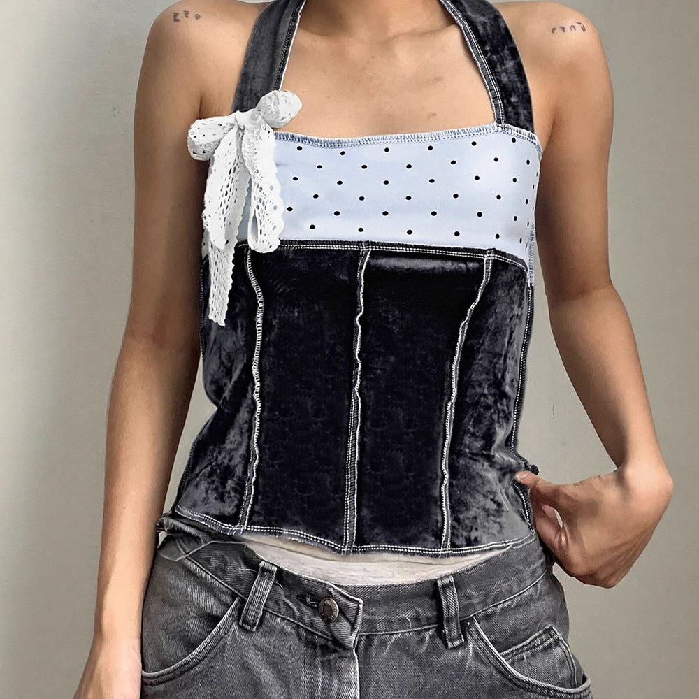 Damen trendiges Bustier-Top mit Spitzenakzenten und verspieltem Design R&B