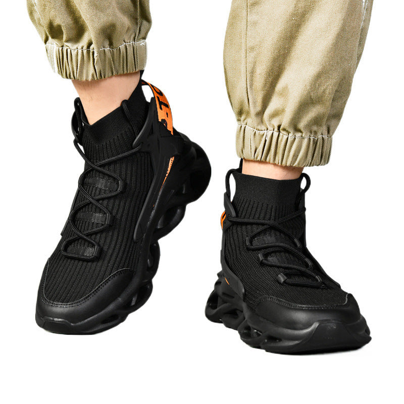 Damen High-Top Sneakers mit atmungsaktiver Strickoberfläche und stoßdämpfender Sohle R&B