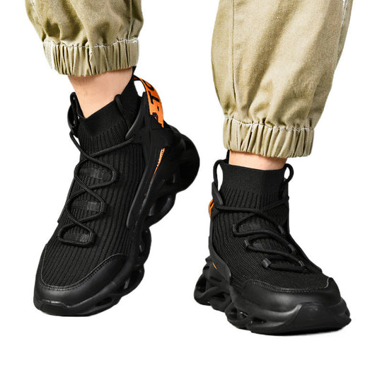 Damen High-Top Sneakers mit atmungsaktiver Strickoberfläche und stoßdämpfender Sohle R&B