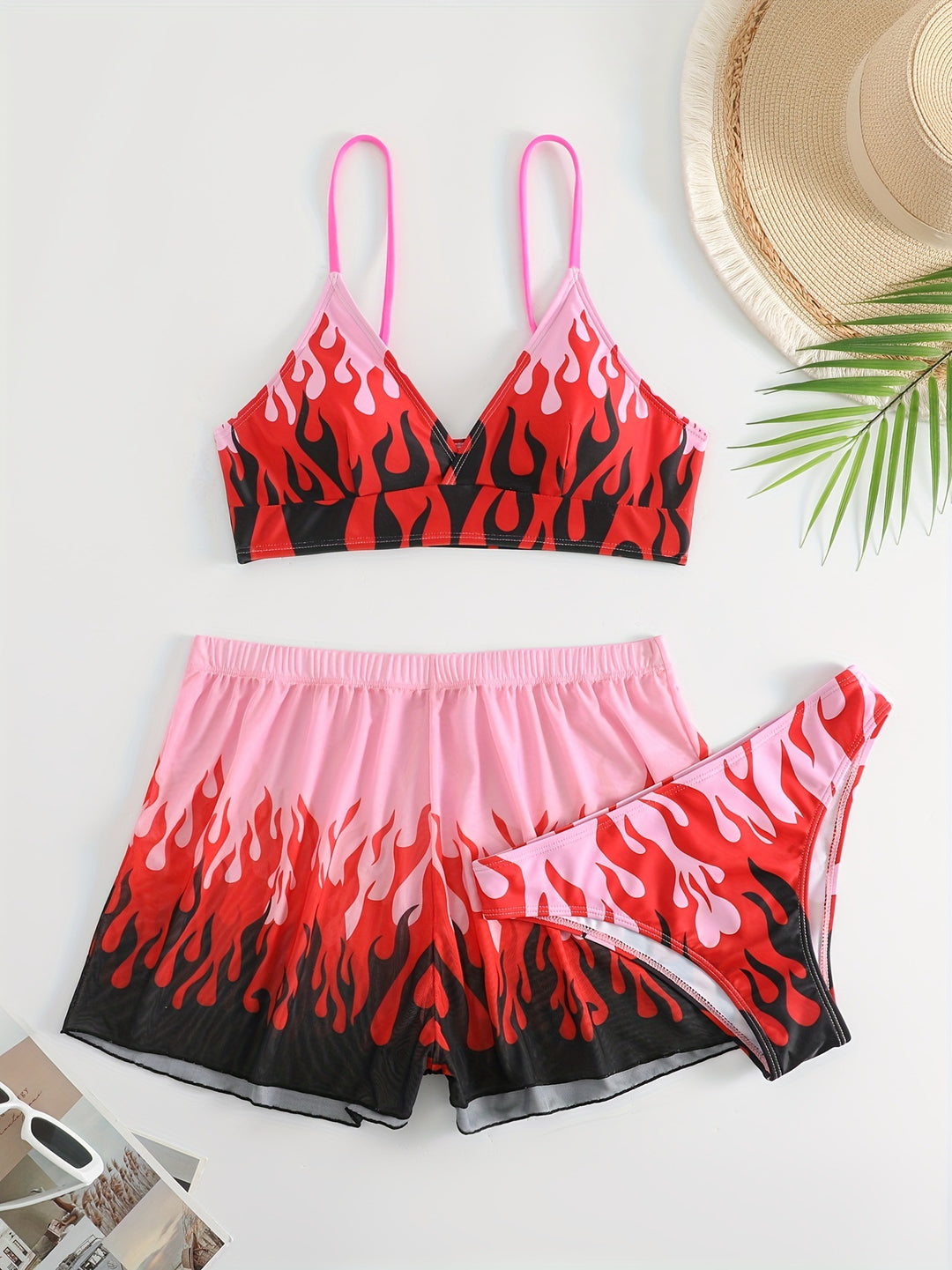 Damen Triangel-Bikini mit aufregendem Flammenmuster R&B
