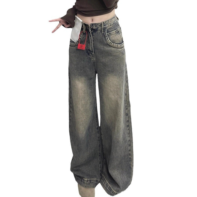 Damen weite High-Waist Jeans mit angenehmem Tragekomfort und modischem Vintage-Look R&B