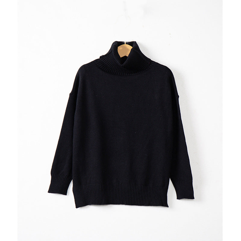 Damen gemütlicher Pullover mit Stehkragen und weitem Schnitt R&B