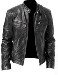 Herren Vegan-Lederblouson mit Stehkragen