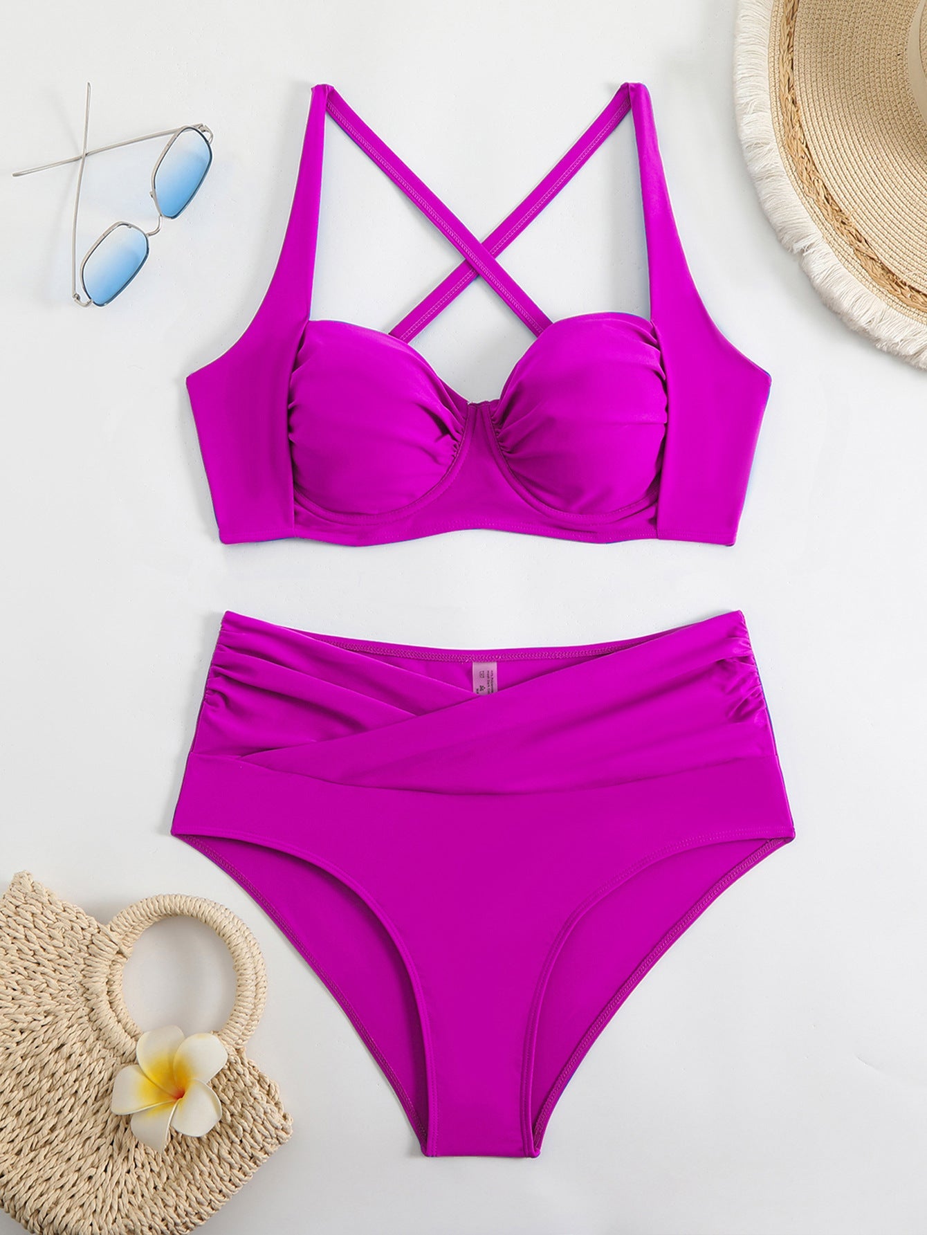 Damen Hochwertiger Bikini mit gerafftem Oberteil R&B