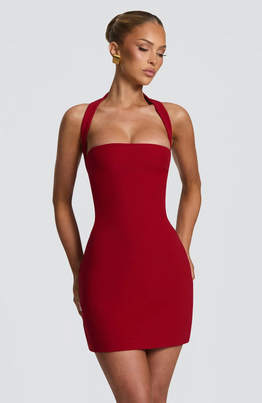 Damen elegantes Halterkleid mit figurbetonter Silhouette R&B