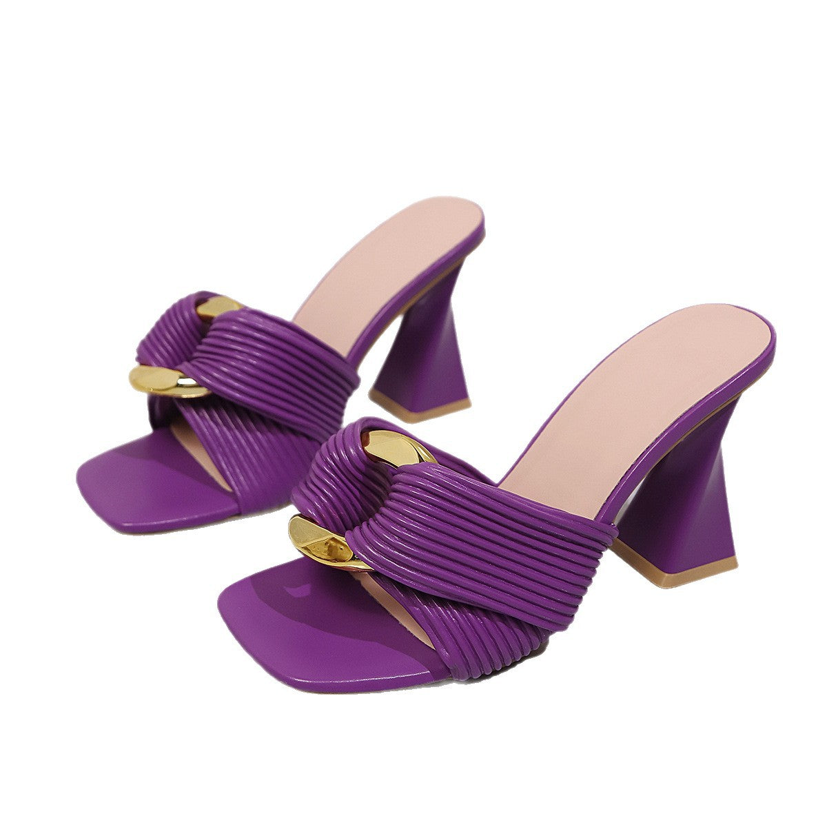 Damen glamouröse Mules mit dekorativem Riemen R&B