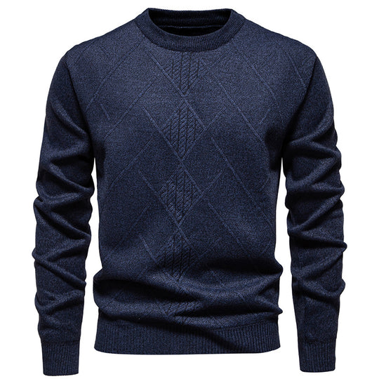 Herren Feiner Strickpullover mit strukturiertem Zopfmuster und Rundhalsausschnitt R&B