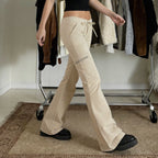 Damen bequeme Cargo-Hose mit elastischem Bund und praktischen Seitentaschen R&B