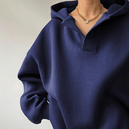 Damen Oversized Kapuzenpullover mit einzigartigem Kragen R&B