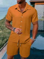 Herren atmungsaktives Sport-Set mit Kurzarm-Hemd und Shorts