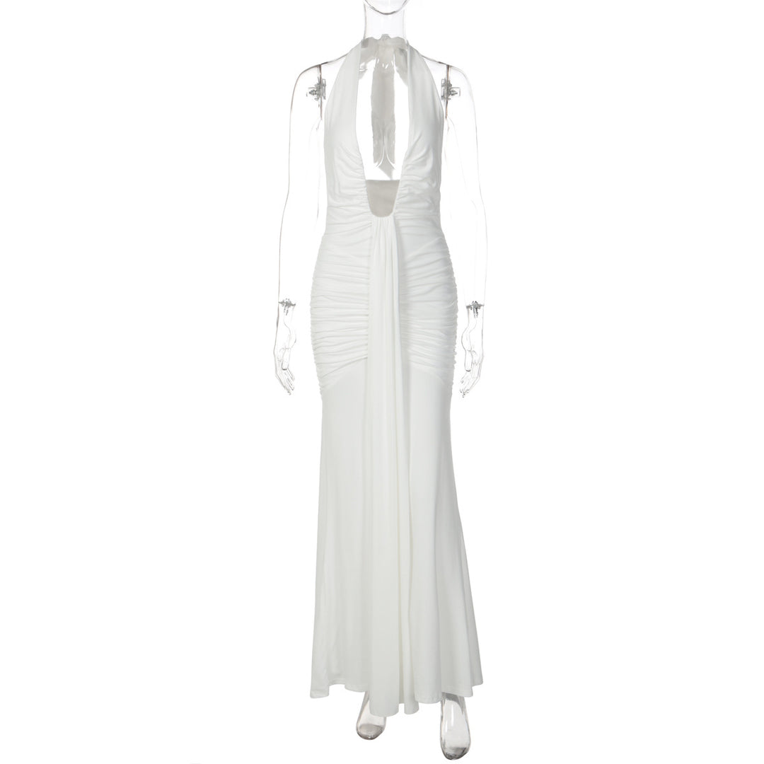 Damen Elegantes Maxikleid mit tiefem Ausschnitt und raffinierten Rüschendetails R&B