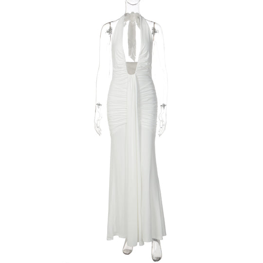 Damen Elegantes Maxikleid mit tiefem Ausschnitt und raffinierten Rüschendetails R&B